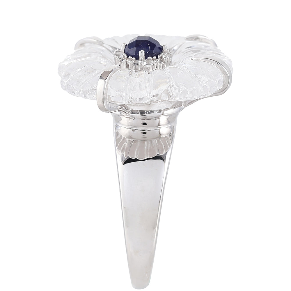 Anillo de Plata con Zafiro de Tailandia y Cuarzo de Cristal