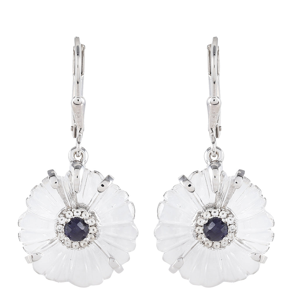 Pendientes de Plata con Zafiro de Tailandia y Cuarzo de Cristal