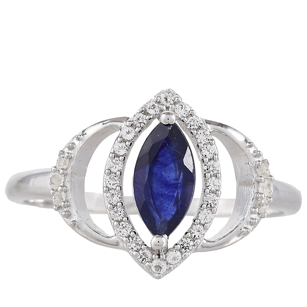 Anillo de Plata con Zafiro de Tailandia y Topacio Blanco 1 