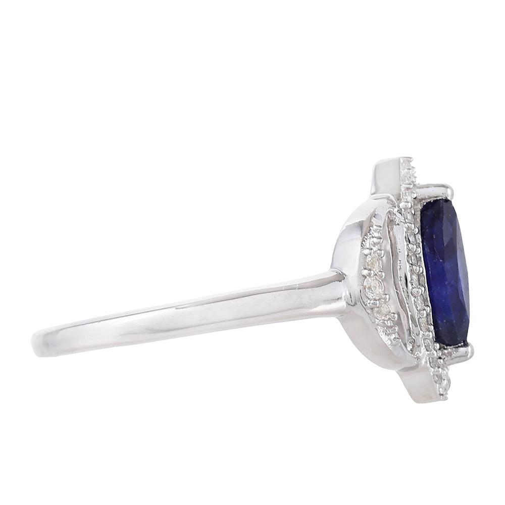 Anillo de Plata con Zafiro de Tailandia y Topacio Blanco