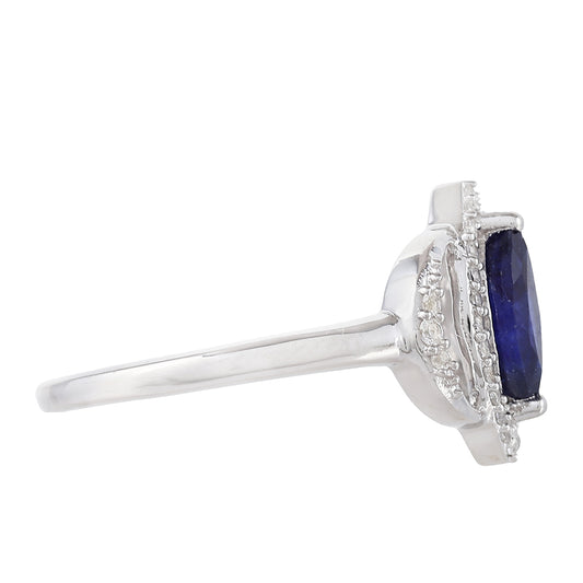 Anillo de Plata con Zafiro de Tailandia y Topacio Blanco