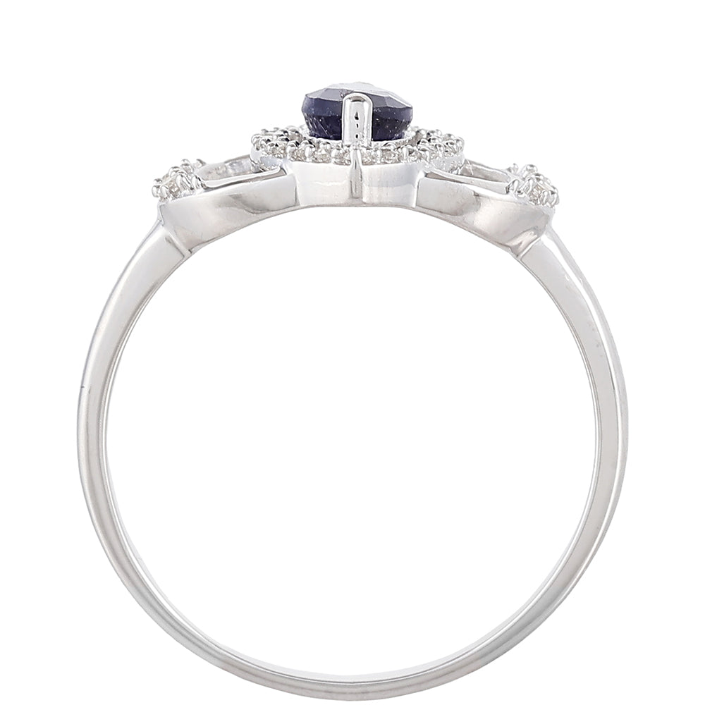 Anillo de Plata con Zafiro de Tailandia y Topacio Blanco 4 