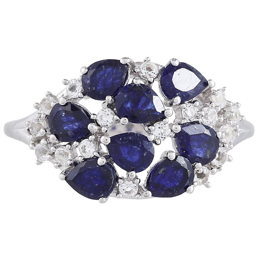 Anillo de Plata con Zafiro de Tailandia y Topacio Blanco 1 
