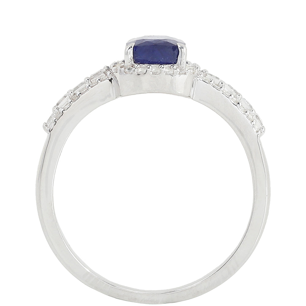 Anillo de Plata con Zafiro de Tailandia y Topacio Blanco 4 