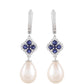 Pendientes de Plata con Zafiro de Tailandia y Perla blanca de agua dulce