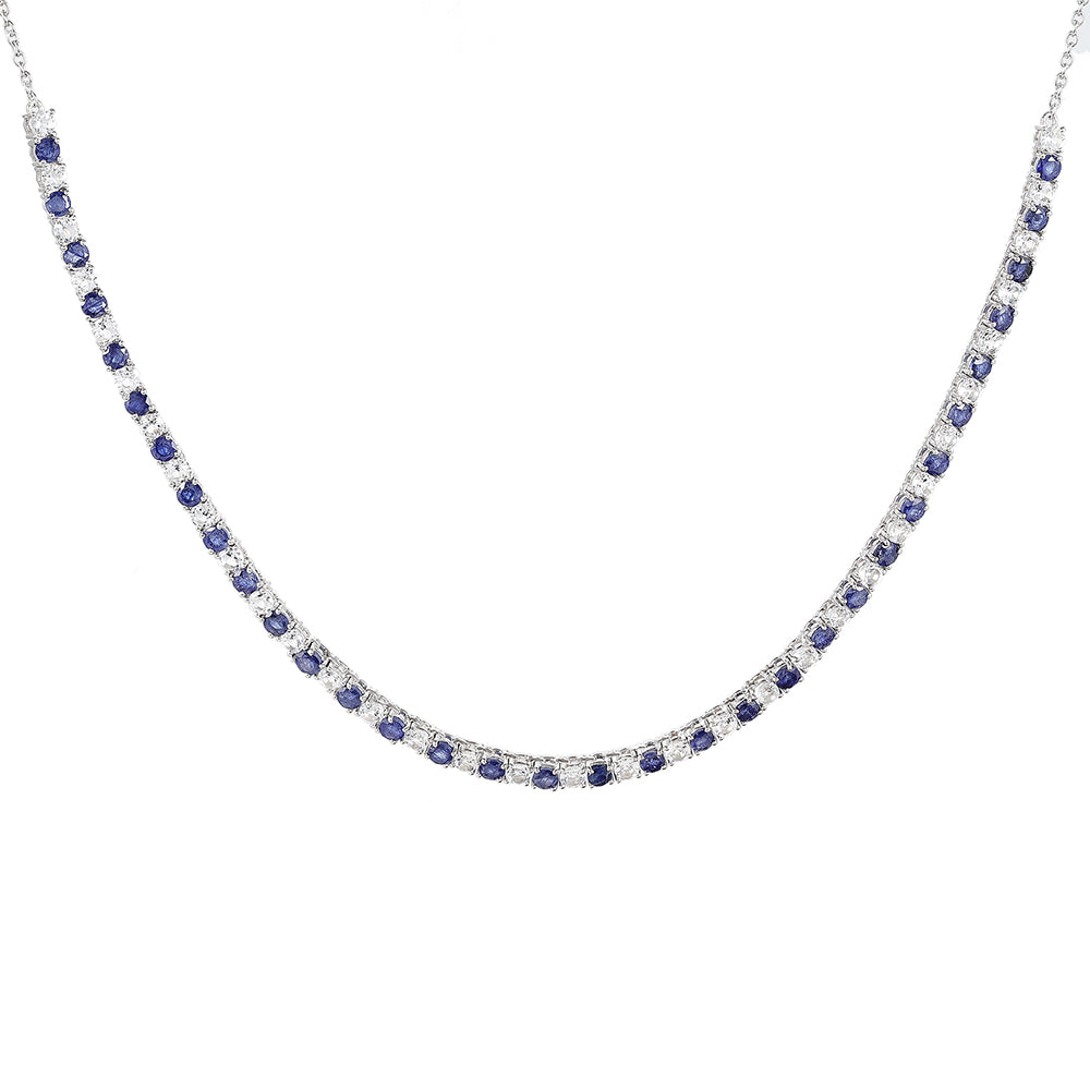 Collar de Plata con Zafiro de Tailandia y Topacio Blanco