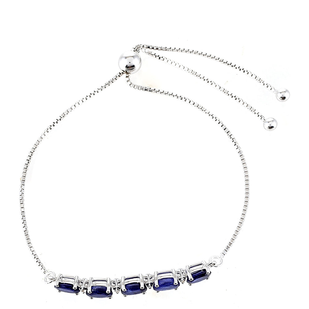 Pulsera de Plata con Zafiro de Tailandia y Topacio Blanco 2 