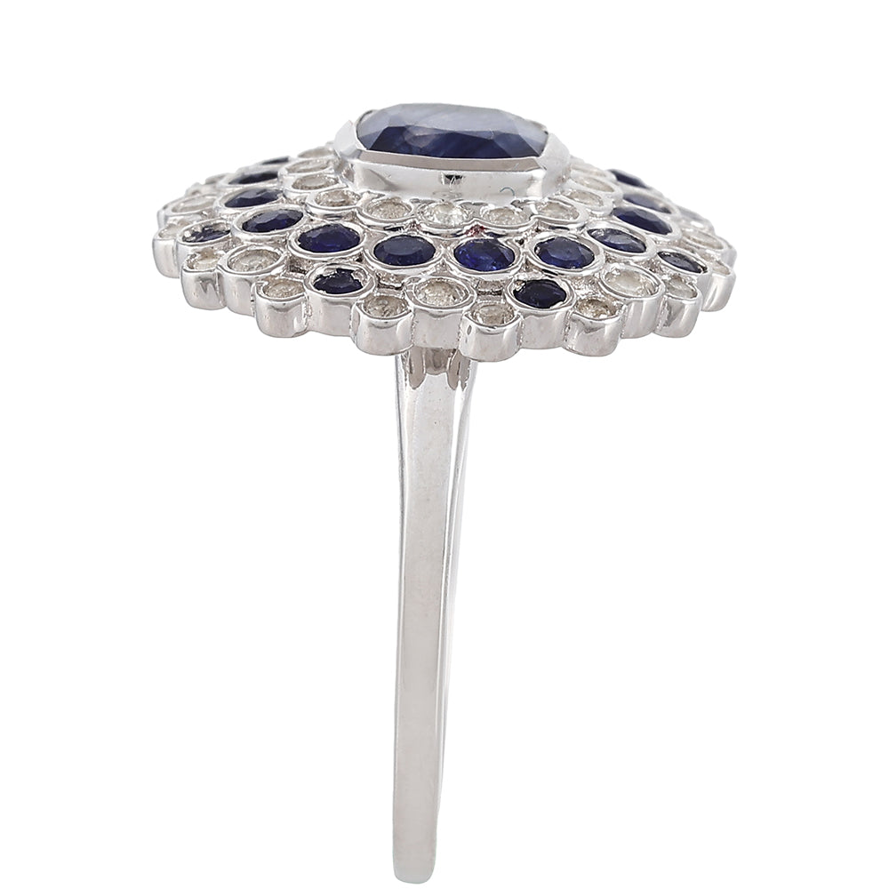 Anillo de Plata con Zafiro de Tailandia y Topacio Blanco 3 