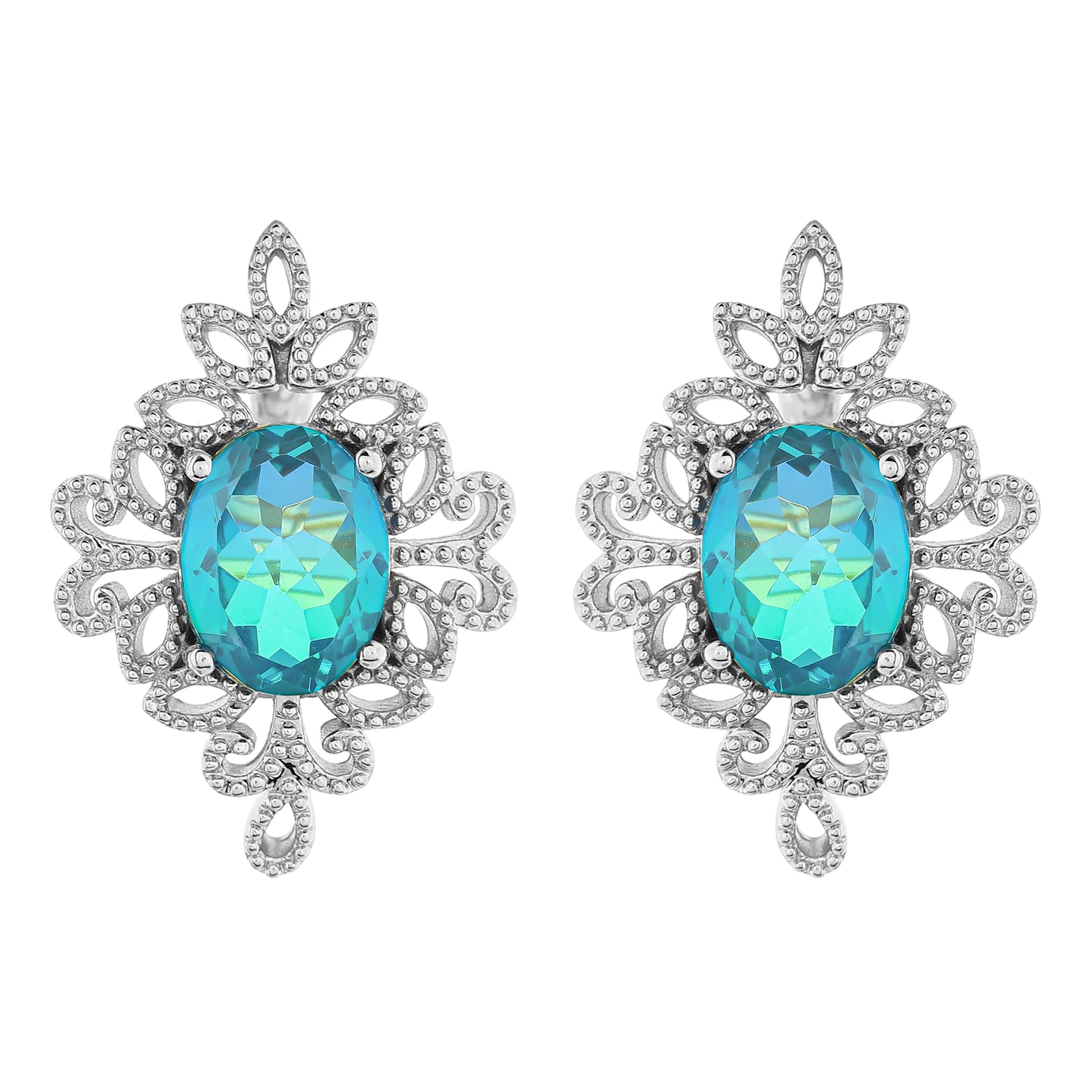 Pendientes de Plata con Cuarzo Pavo Real 4 