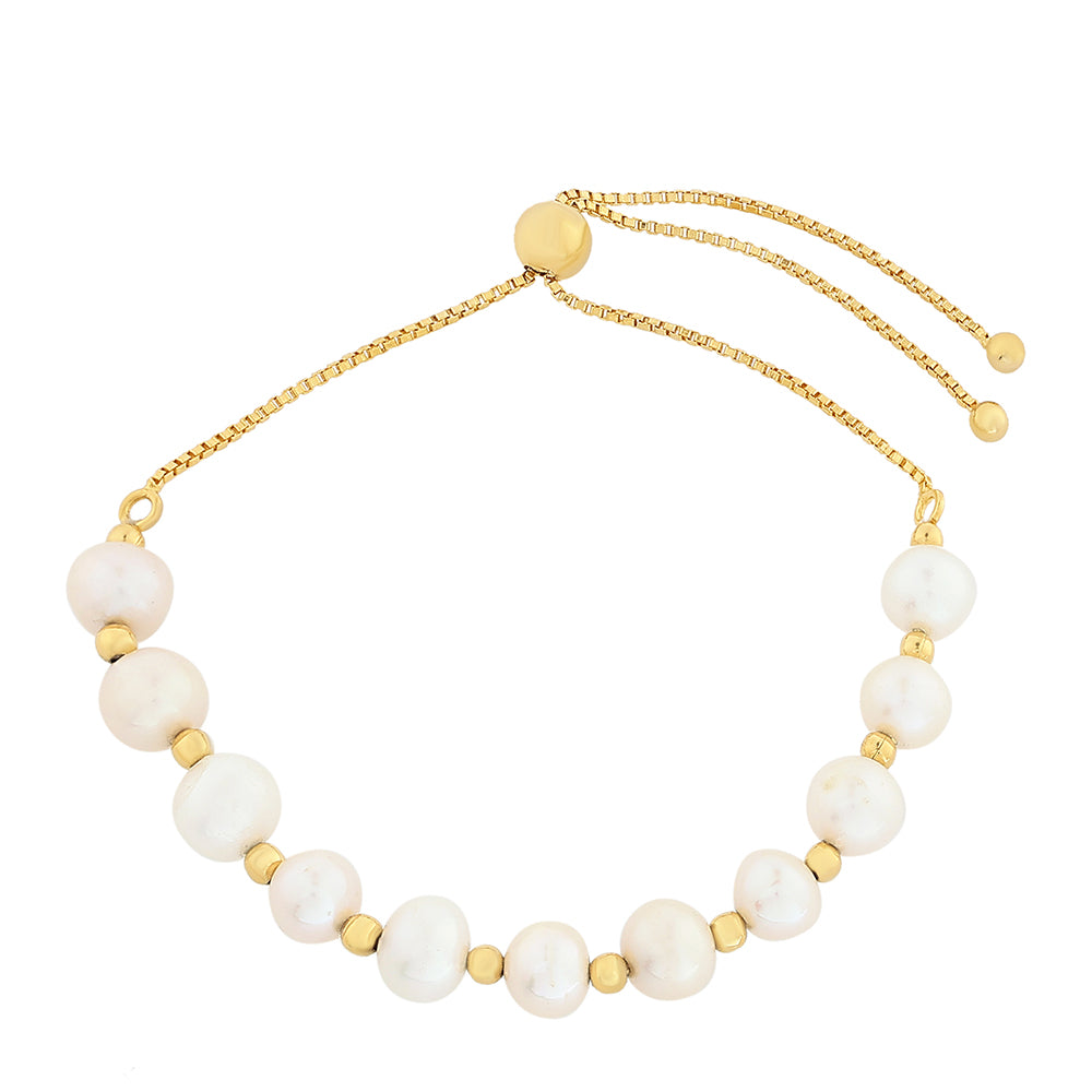 Pulsera de Plata Bañada en Oro con Perla Barroca Cultivada de Agua Dulce