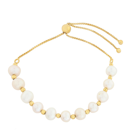 Pulsera de Plata Bañada en Oro con Perla Barroca Cultivada de Agua Dulce