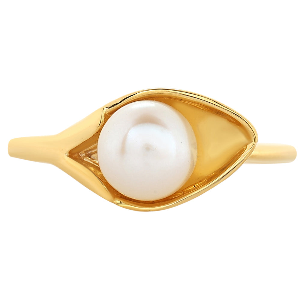 Anillo de Plata Bañada en Oro con Perla Barroca Cultivada de Agua Dulce 1 