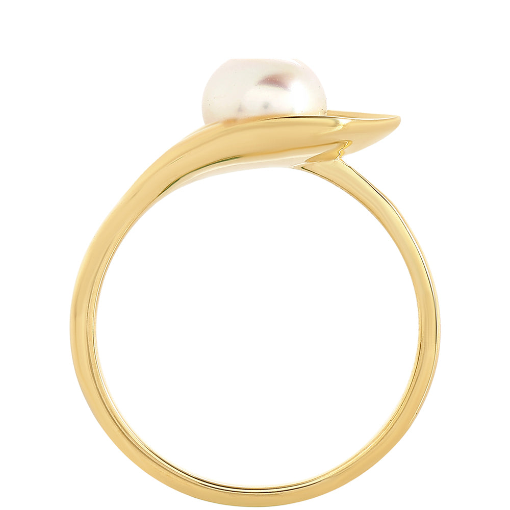 Anillo de Plata Bañada en Oro con Perla Barroca Cultivada de Agua Dulce 3 