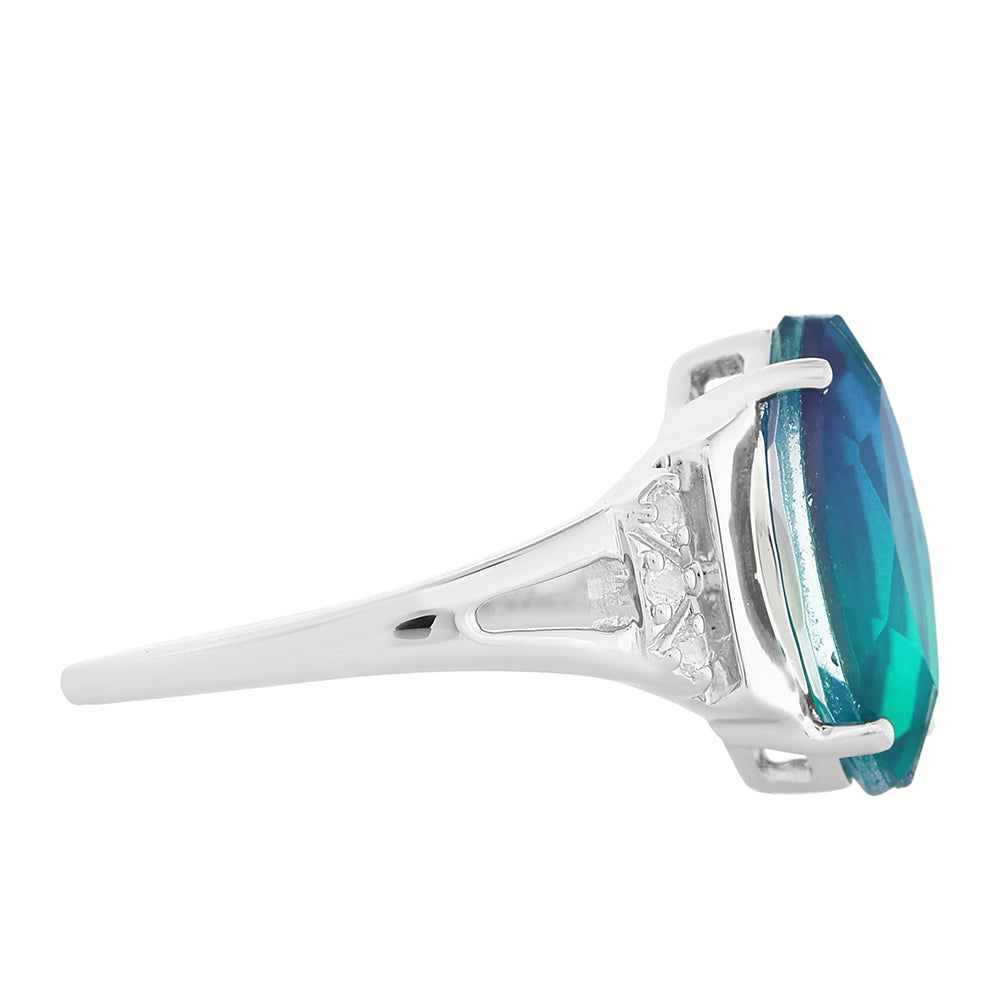 Anillo de Plata con Cuarzo Pavo Real y Topacio Blanco 2 