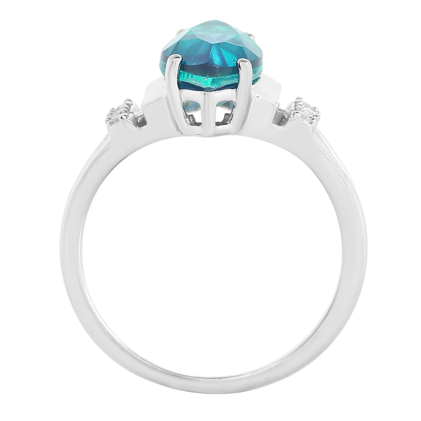 Anillo de Plata con Cuarzo Pavo Real y Topacio Blanco