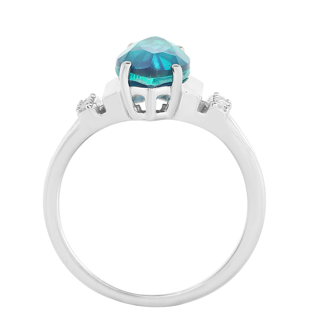 Anillo de Plata con Cuarzo Pavo Real y Topacio Blanco 3 