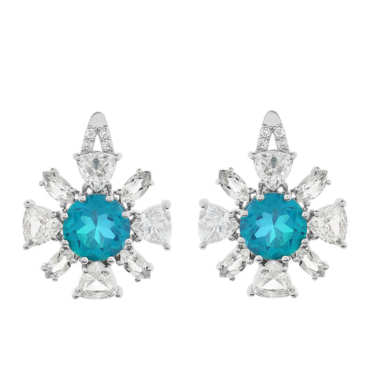 Pendientes de Plata con Cuarzo Pavo Real y Topacio Blanco