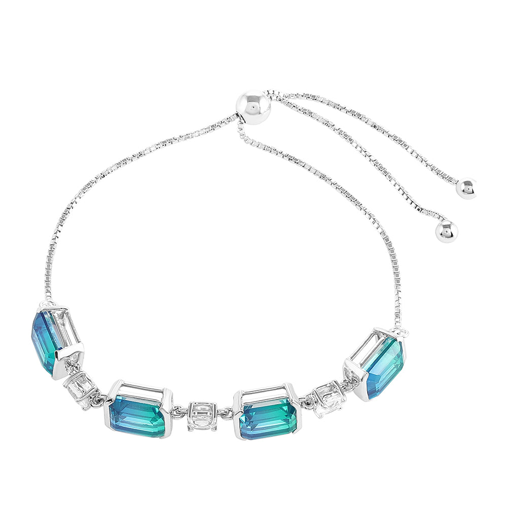 Pulsera de Plata con Cuarzo Pavo Real y Topacio Blanco 2 