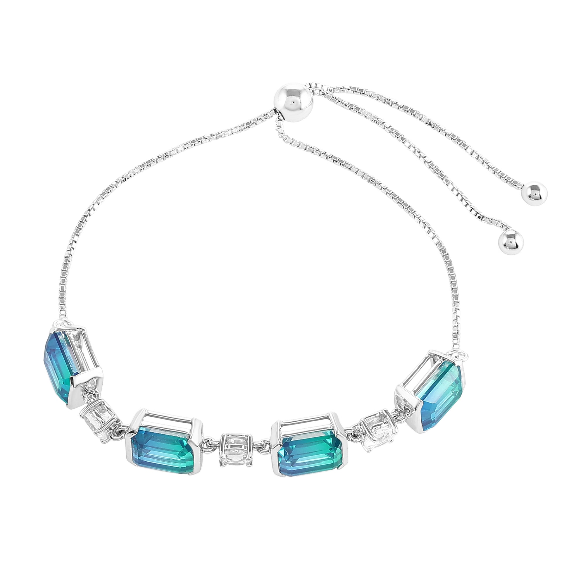 Pulsera de Plata con Cuarzo Pavo Real y Topacio Blanco 3 