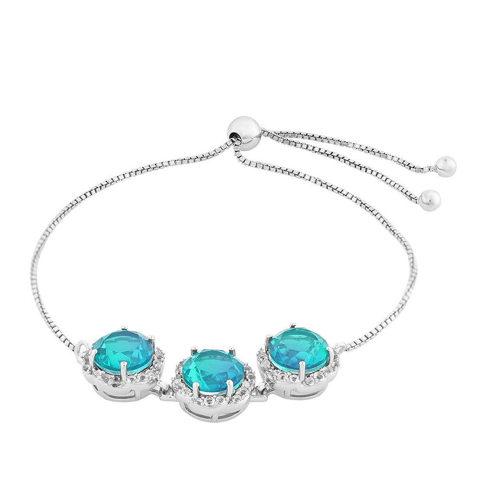 Pulsera de Plata con Cuarzo Pavo Real y Topacio Blanco