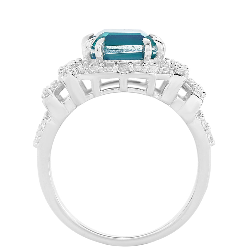 Anillo de Plata con Cuarzo Pavo Real y Topacio Blanco 3 