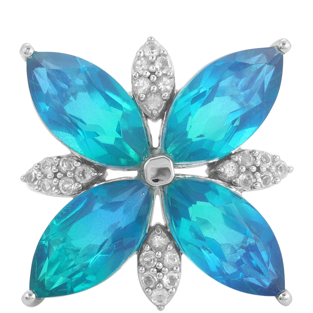 Anillo de Plata con Cuarzo Pavo Real y Topacio Blanco 1 