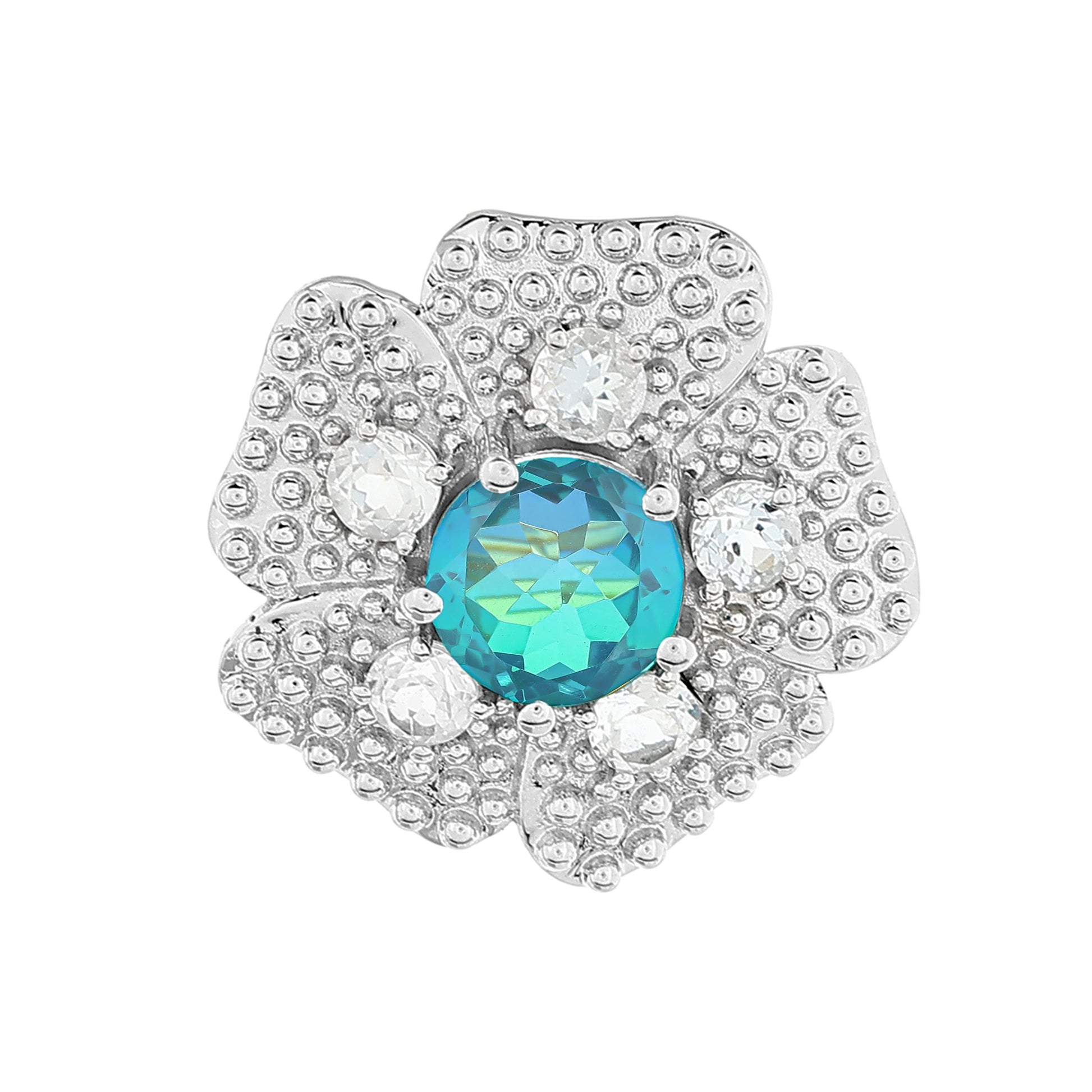 Colgante de Plata con Cuarzo Pavo Real y Topacio Blanco 4 