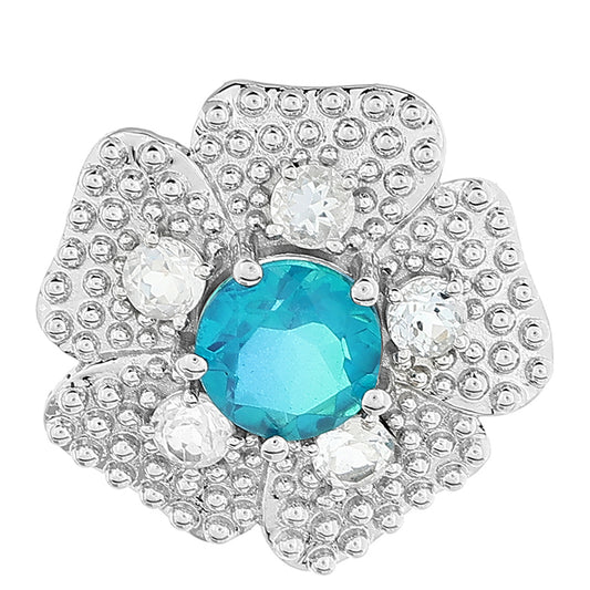 Colgante de Plata con Cuarzo Pavo Real y Topacio Blanco