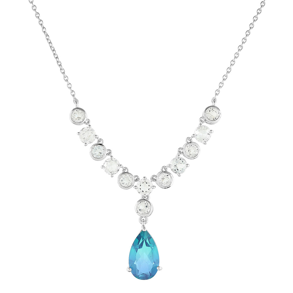 Collar de Plata con Cuarzo Pavo Real y Topacio Blanco 1 