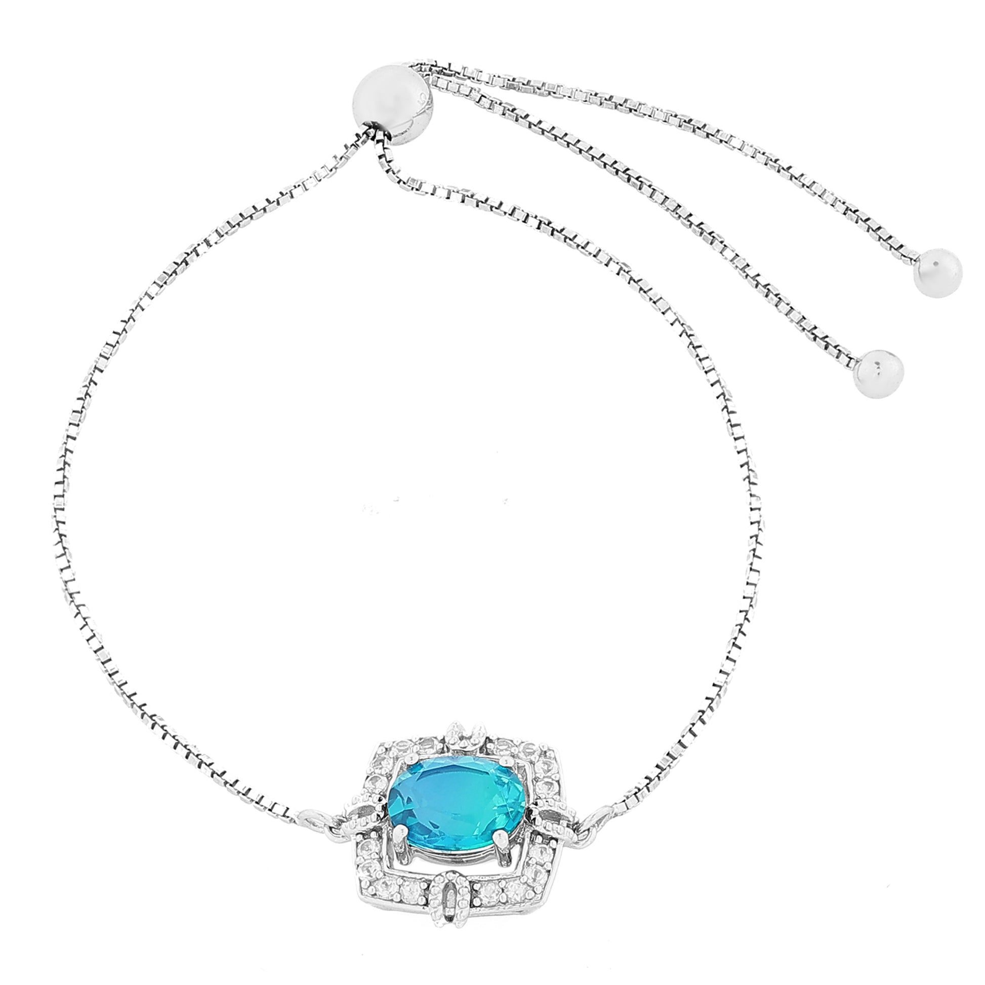 Pulsera de Plata con Cuarzo Pavo Real y Topacio Blanco 3 