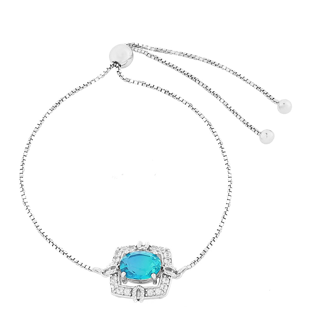 Pulsera de Plata con Cuarzo Pavo Real y Topacio Blanco 1 