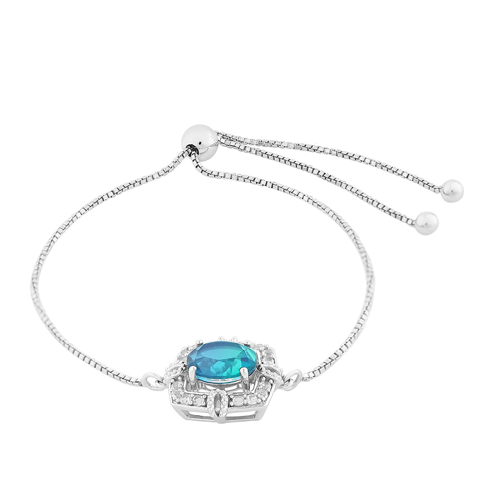 Pulsera de Plata con Cuarzo Pavo Real y Topacio Blanco 2 