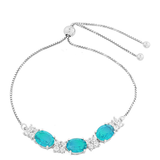 Pulsera de Plata con Cuarzo Pavo Real y Topacio Blanco