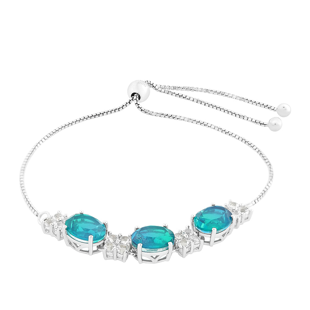 Pulsera de Plata con Cuarzo Pavo Real y Topacio Blanco 2 