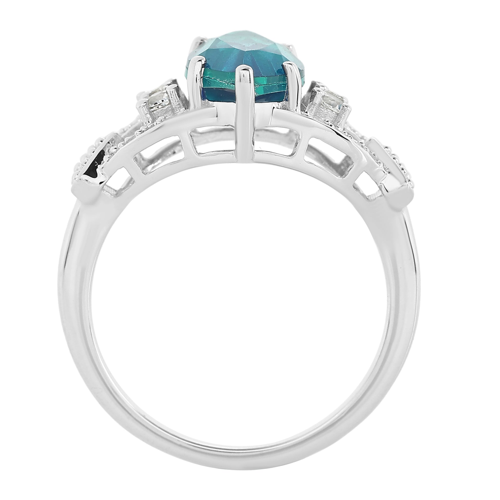 Anillo de Plata con Cuarzo Pavo Real y Topacio Blanco 6 