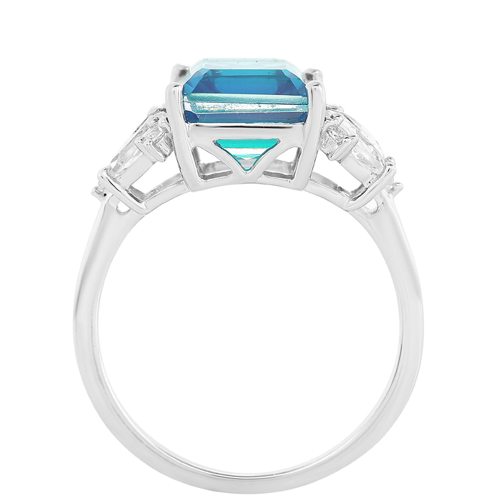 Anillo de Plata con Cuarzo Pavo Real y Topacio Blanco 3 