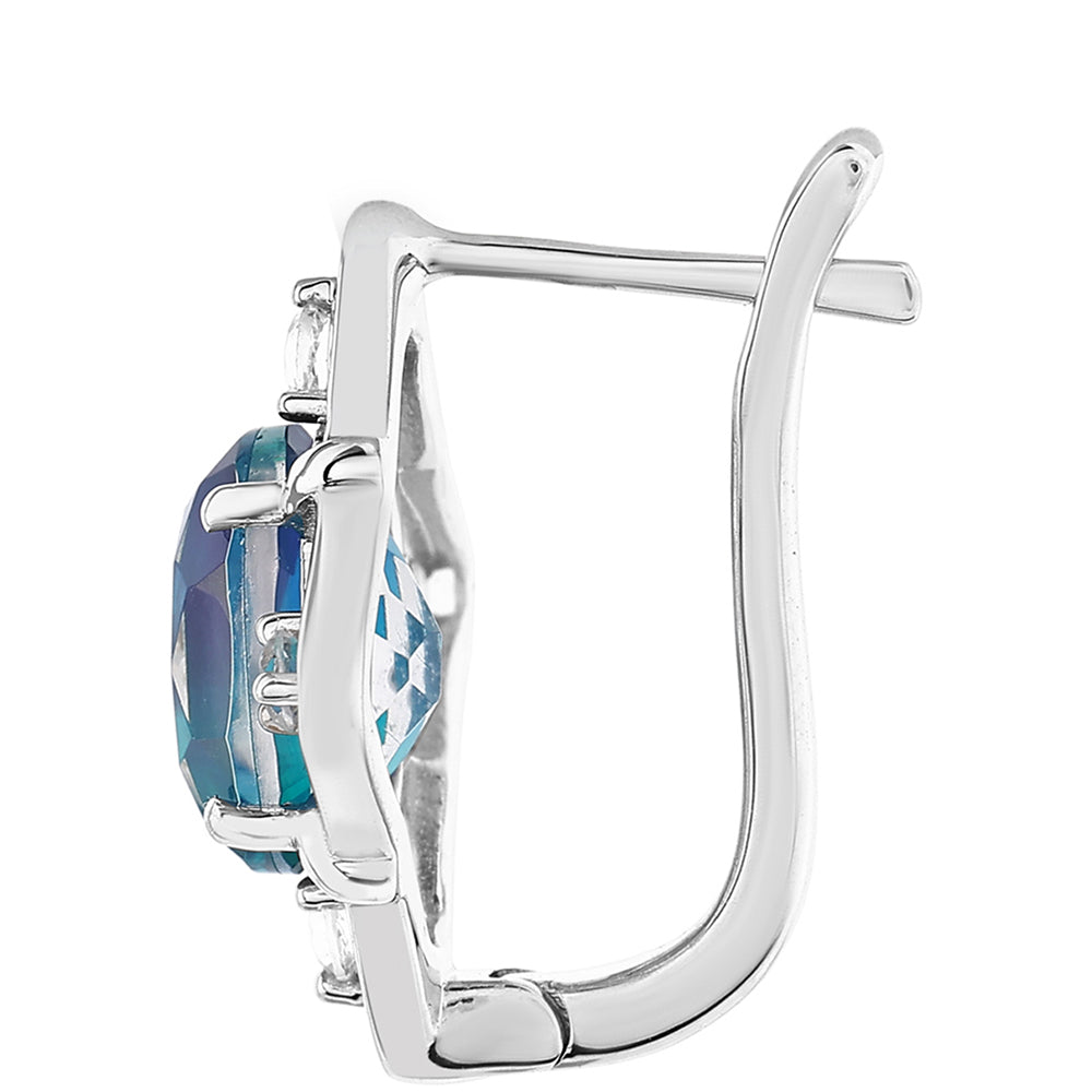 Pendientes de Plata con Cuarzo Pavo Real y Topacio Blanco