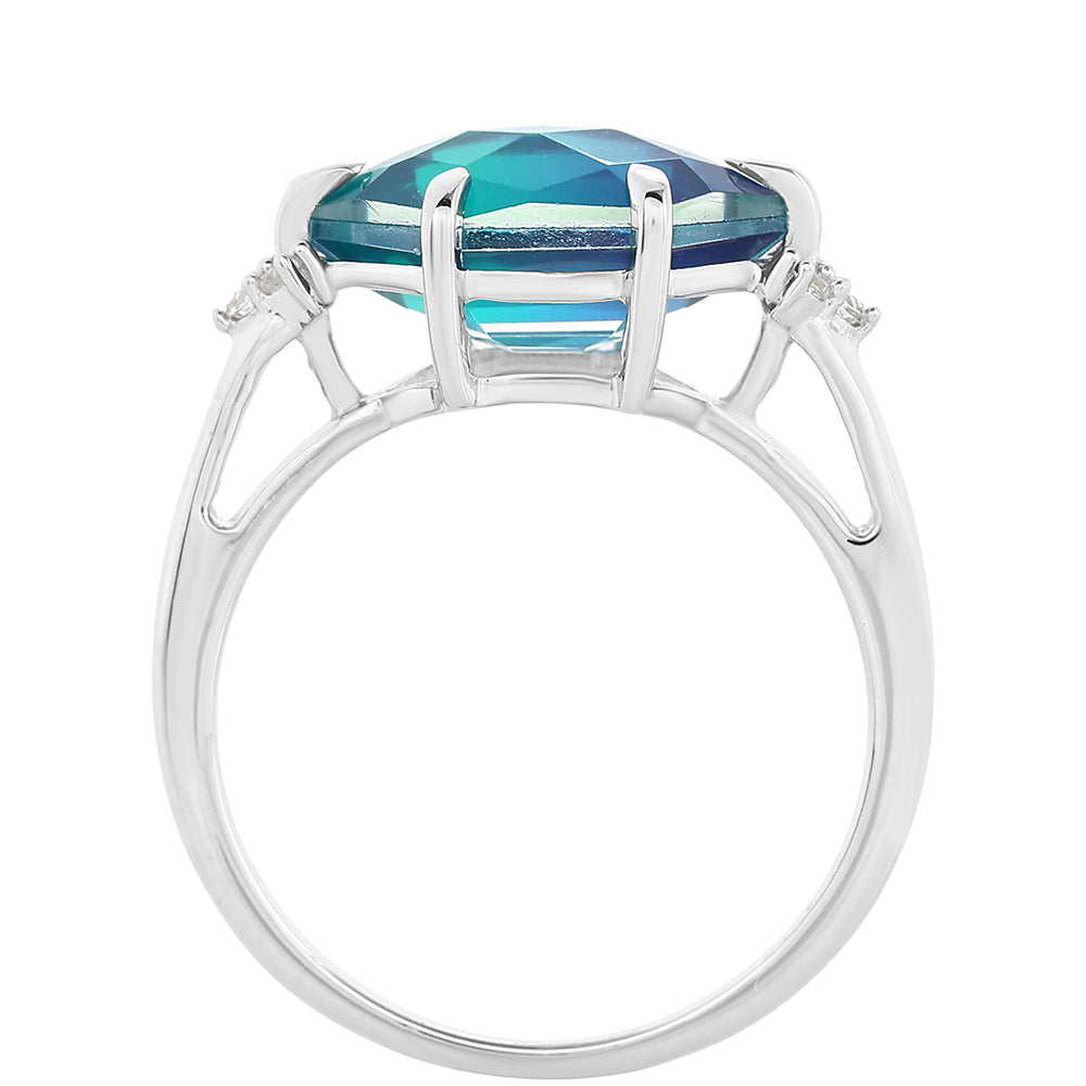 Anillo de Plata con Cuarzo Pavo Real y Topacio Blanco 3 