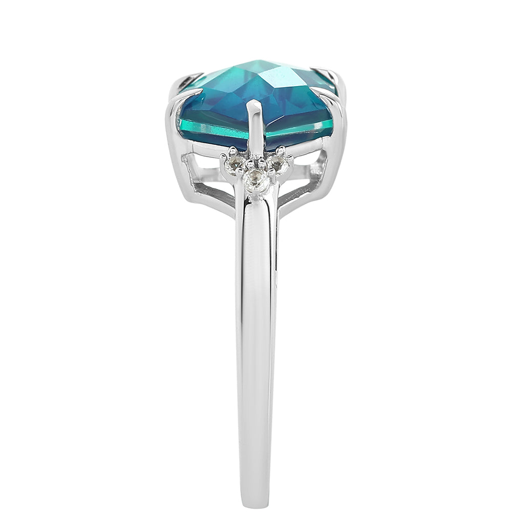 Anillo de Plata con Cuarzo Pavo Real y Topacio Blanco 4 