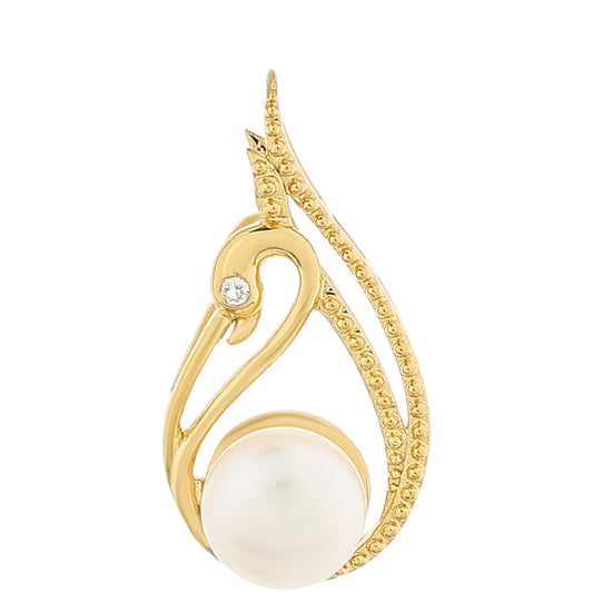 Colgante de Plata Bañada en Oro con Perla Barroca Cultivada de Agua Dulce y Topacio Blanco