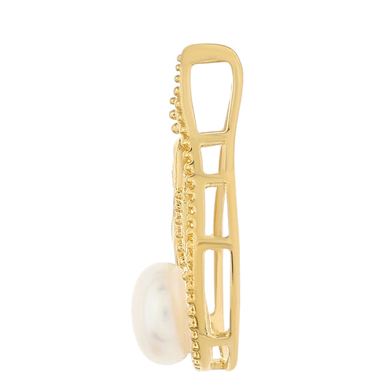 Colgante de Plata Bañada en Oro con Perla Barroca Cultivada de Agua Dulce y Topacio Blanco