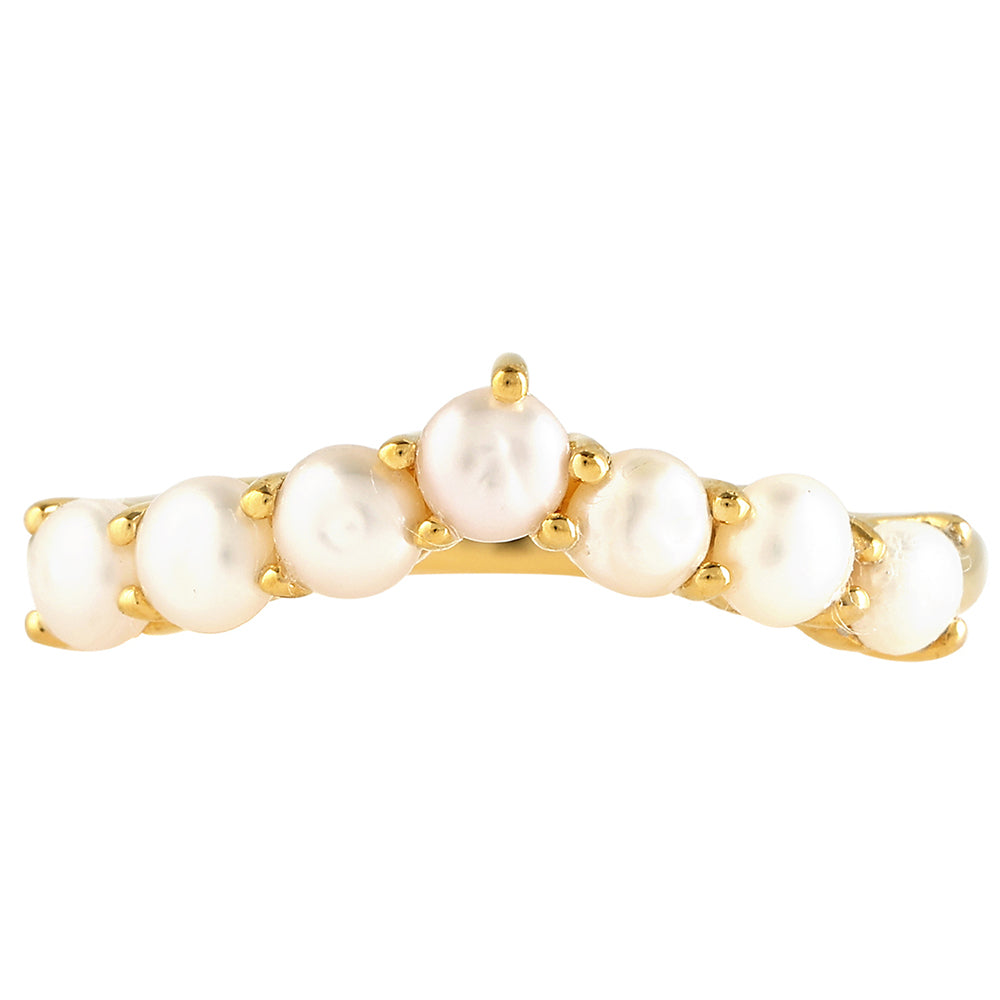 Anillo de Plata Bañada en Oro con Perla Barroca Cultivada de Agua Dulce