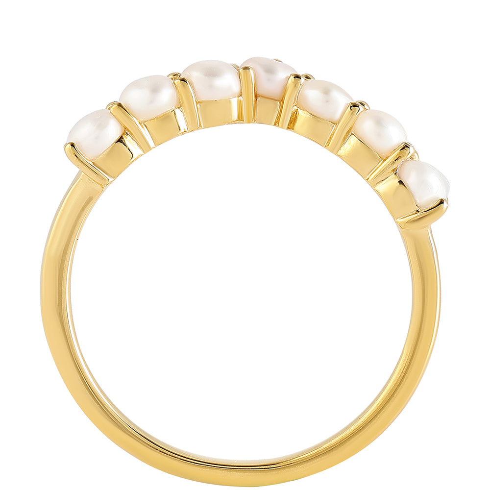 Anillo de Plata Bañada en Oro con Perla Barroca Cultivada de Agua Dulce