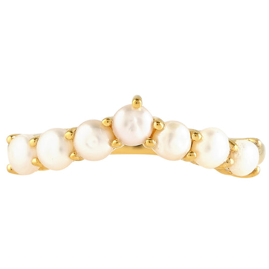 Anillo de Plata Bañada en Oro con Perla Barroca Cultivada de Agua Dulce