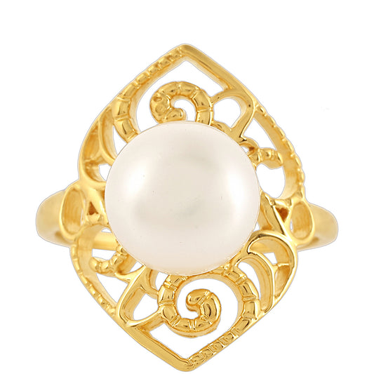 Anillo de Plata Bañada en Oro con Perla Barroca Cultivada de Agua Dulce