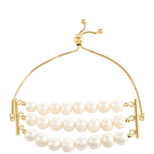 Pulsera de Plata Bañada en Oro con Perla Barroca Cultivada de Agua Dulce