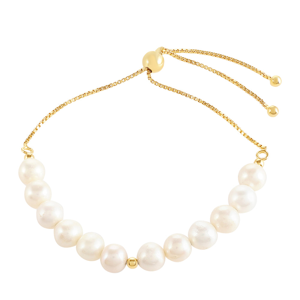 Pulsera de Plata Bañada en Oro con Perla Barroca Cultivada de Agua Dulce 1 