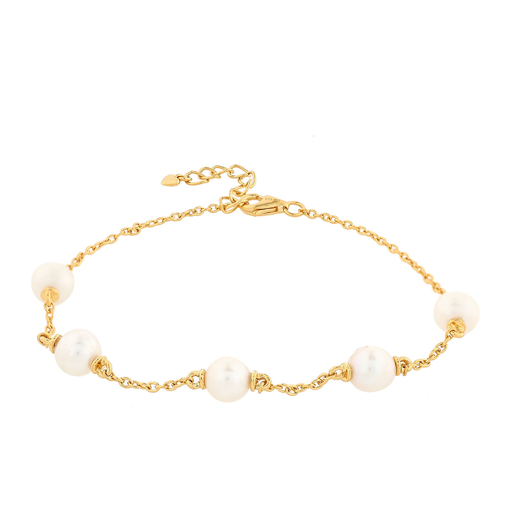 Pulsera de Plata Bañada en Oro con Perla Barroca Cultivada de Agua Dulce 2 
