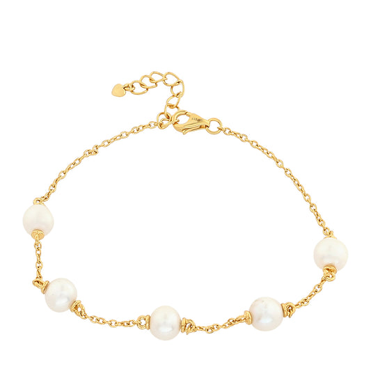 Pulsera de Plata Bañada en Oro con Perla Barroca Cultivada de Agua Dulce