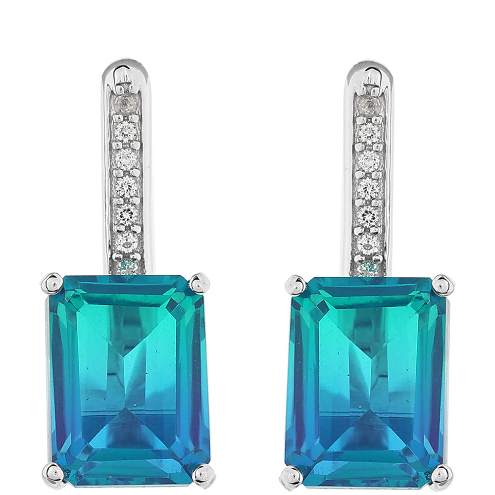 Pendientes de Plata con Cuarzo Pavo Real y Topacio Blanco